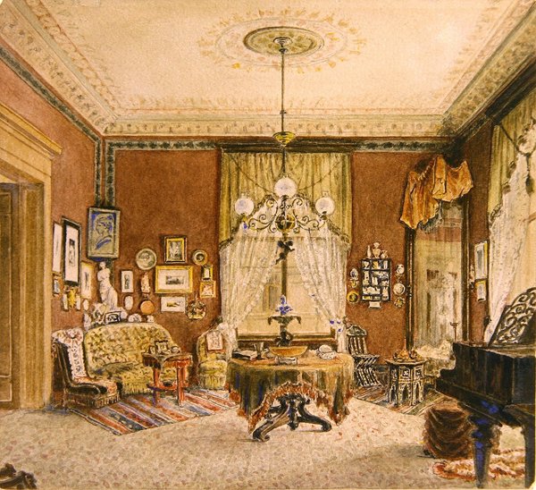 Boston drawing room interior by American School