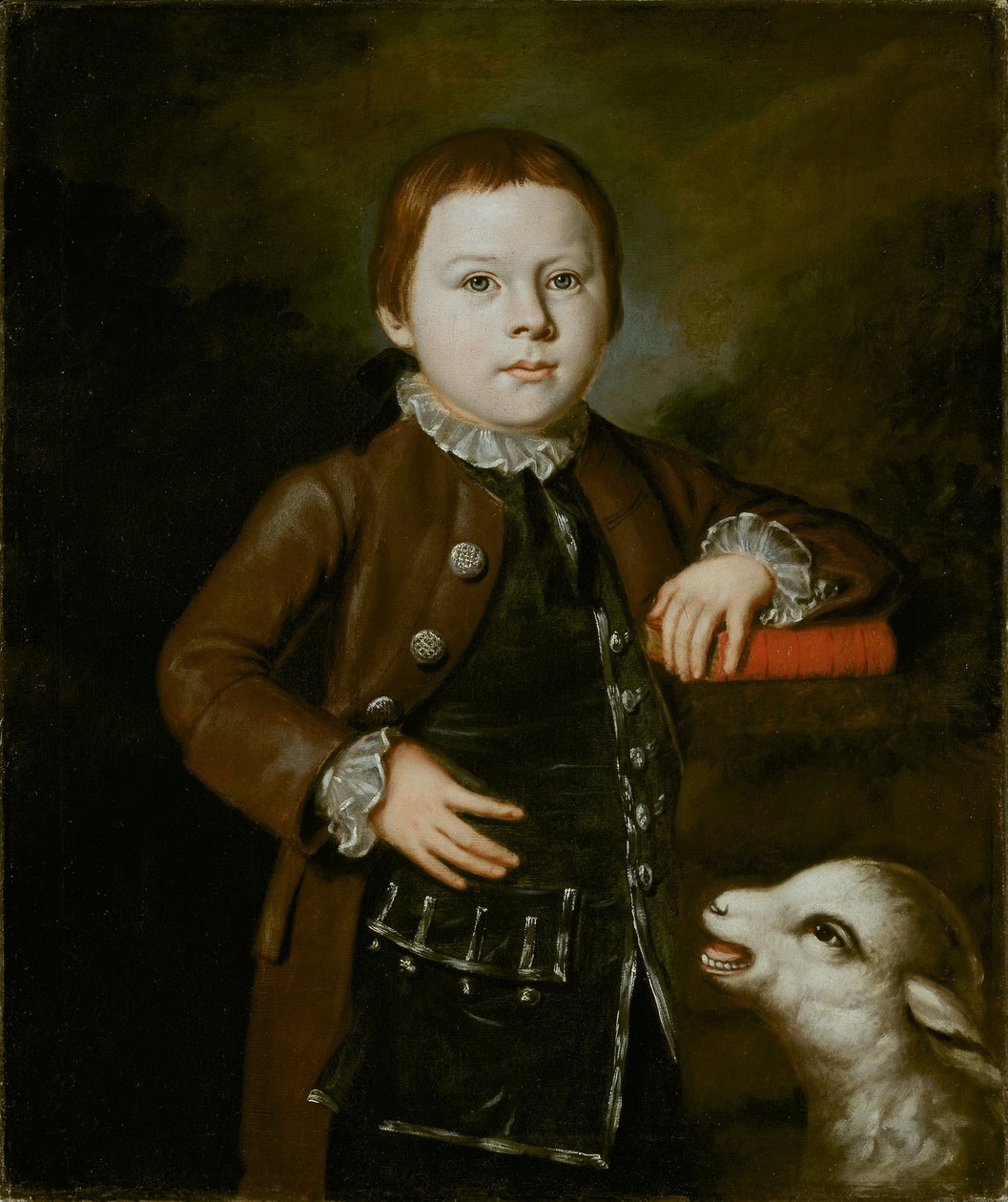 Boy of Hallett Family with Lamb by American School