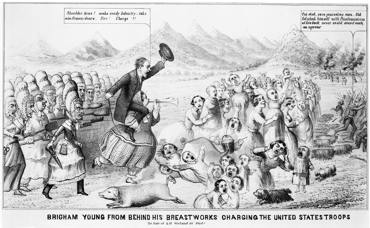 Brigham Young from Behind his Breastworks Charging the United States Troops by American School