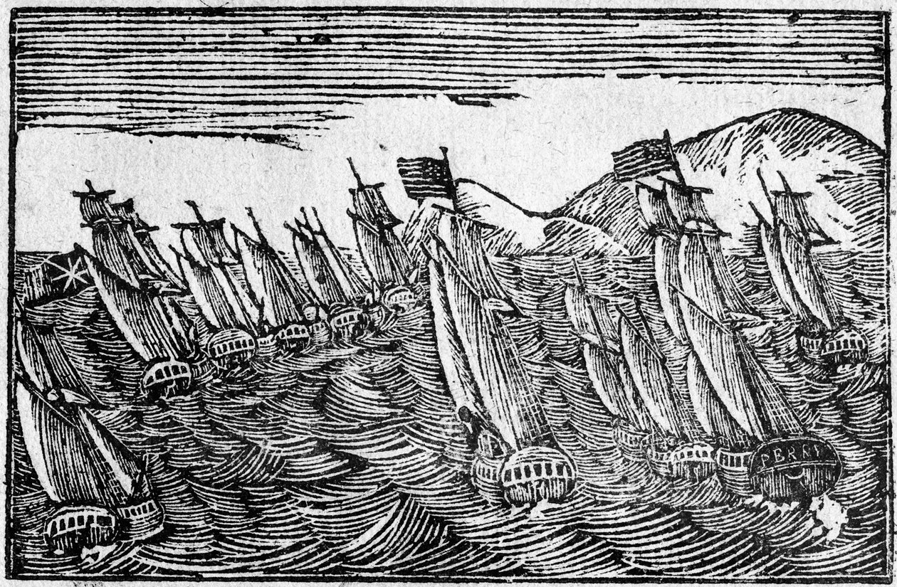 Brilliant Naval Victory, Broadside Illustration by American School