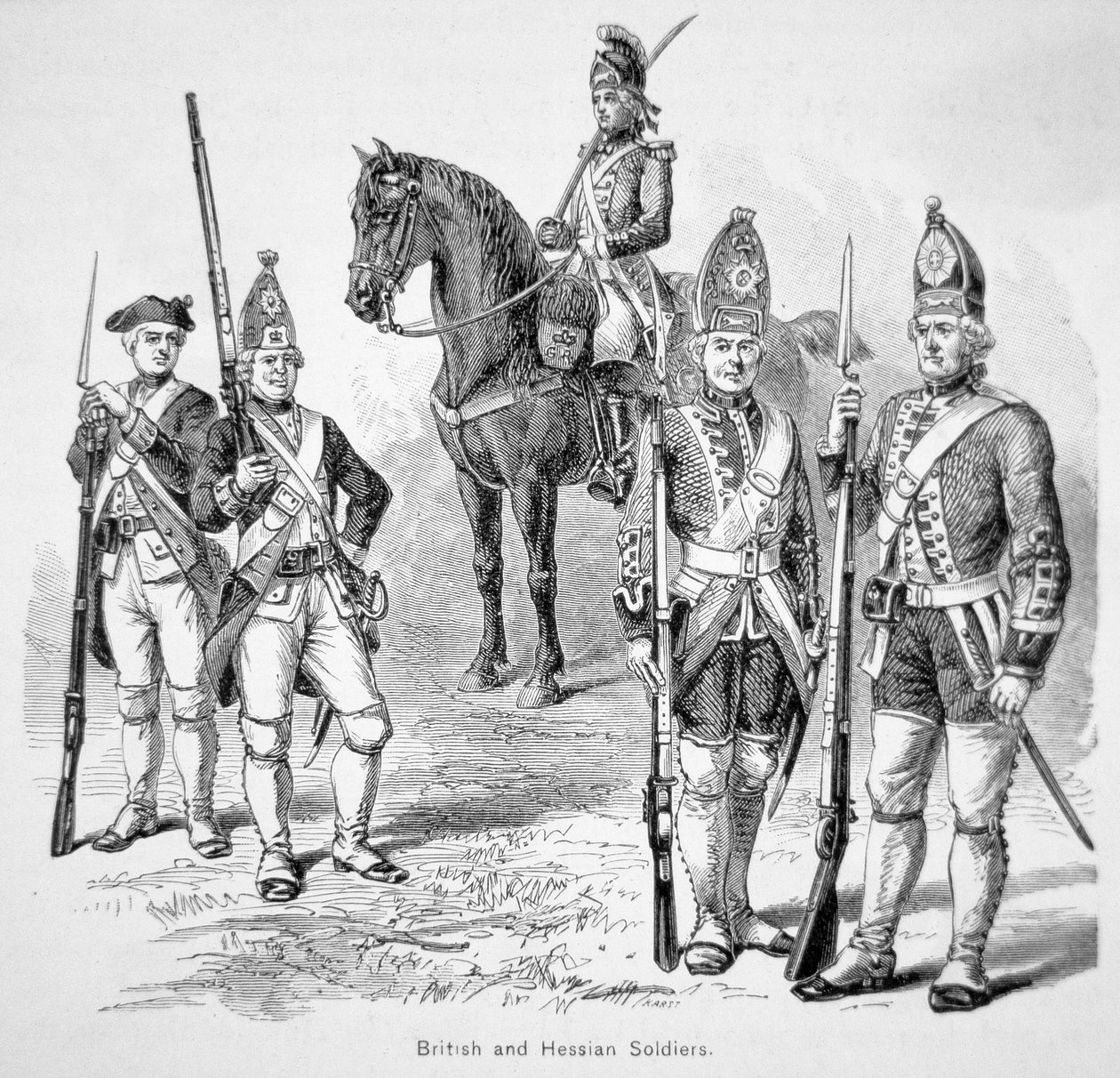 British and Hessian Soldier, During the American Revolutionary War by American School