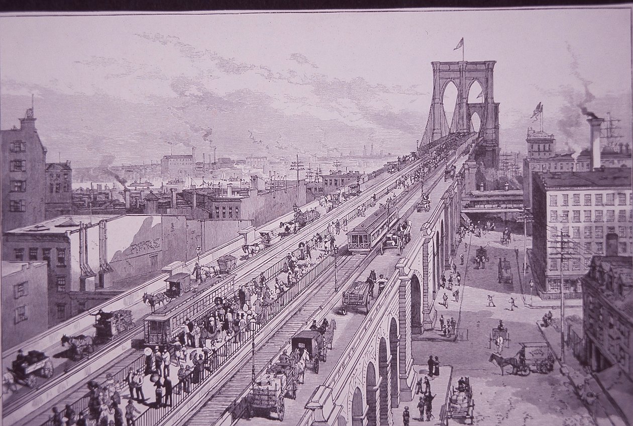 Brooklyn Bridge Just After the Opening Ceremony, Published 26 May 1883 by American School