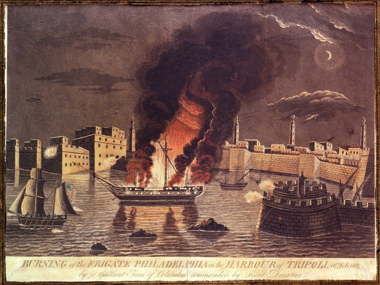 Burning of the Frigate Philadelphia, in the harbour of Tripoli on 16th February 1804 by American School