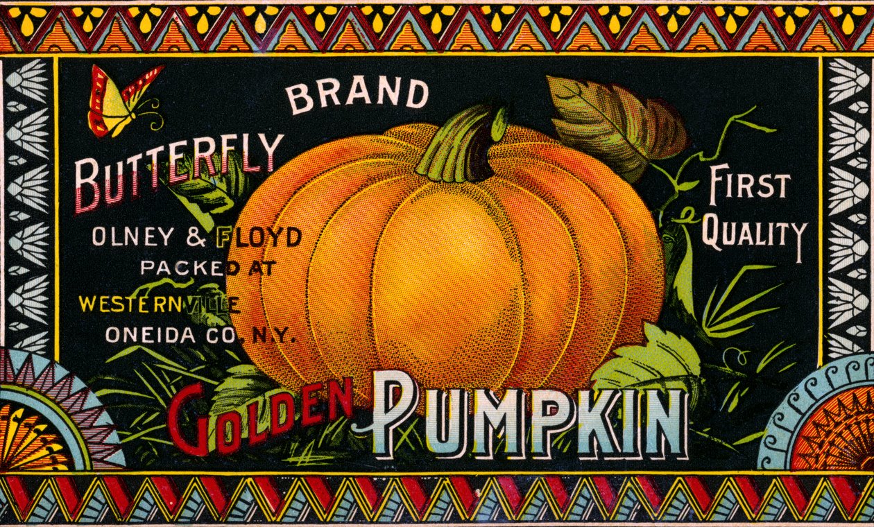 Butterfly Golden Pumpkin Product Label by American School