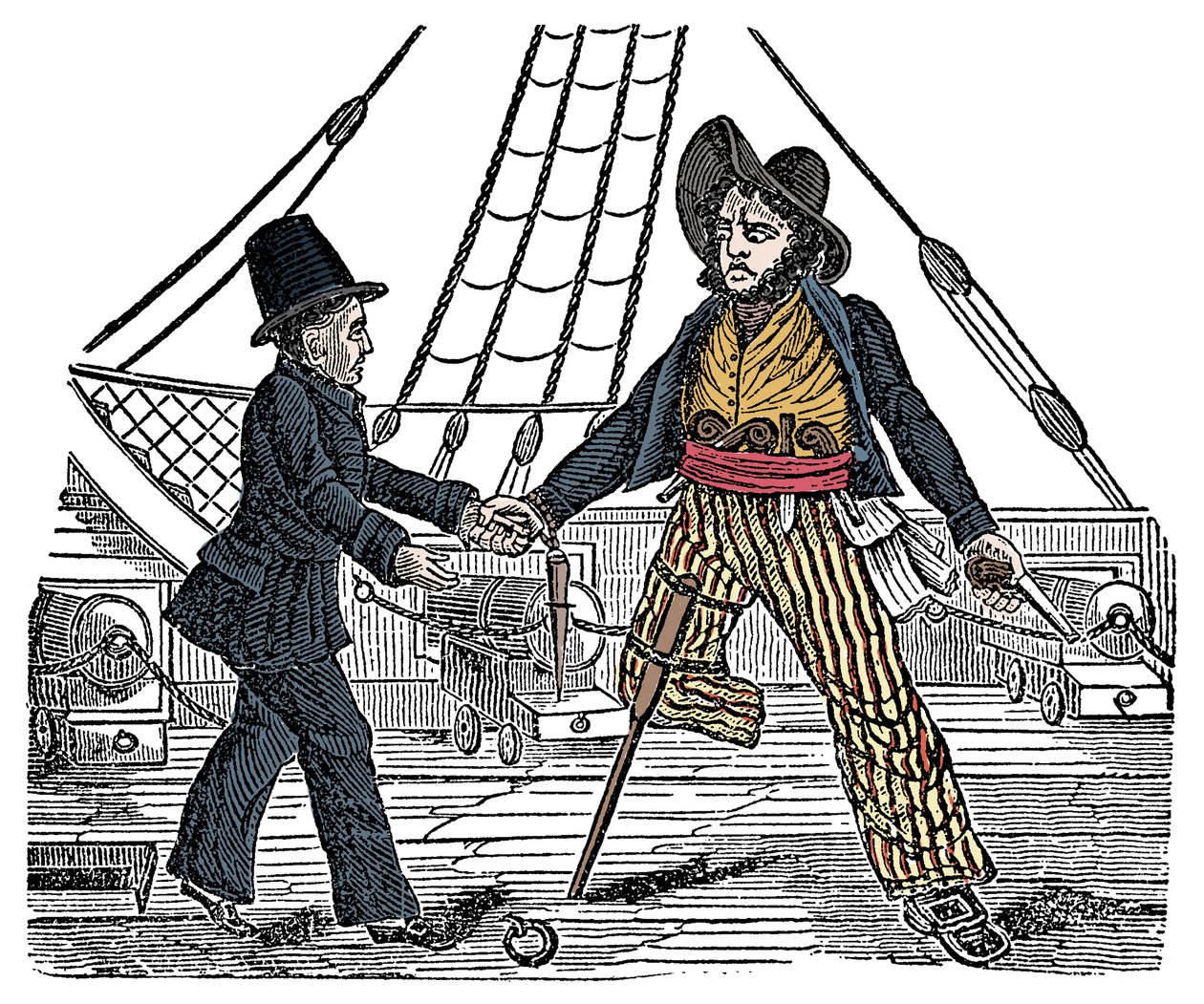 Captain Mackra and the Pirate with a Wooden Leg, Engraving from 