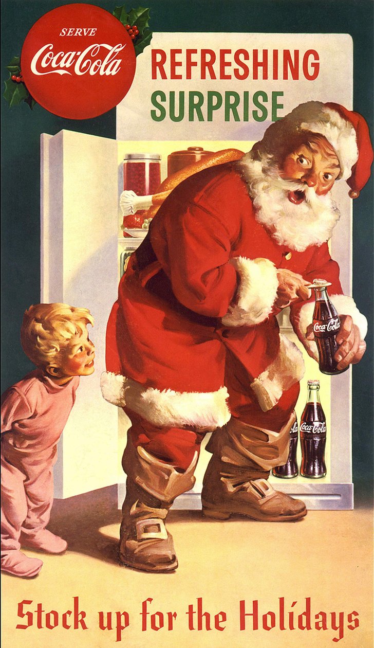 “Coca-Cola” advertisement with Santa Claus, 40s by American School