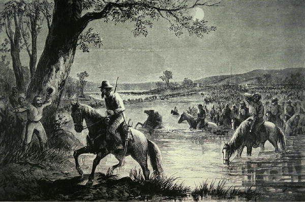 Confederate Army Crossing Fords of Potomac River during Invasion of Maryland in 1862 by American School
