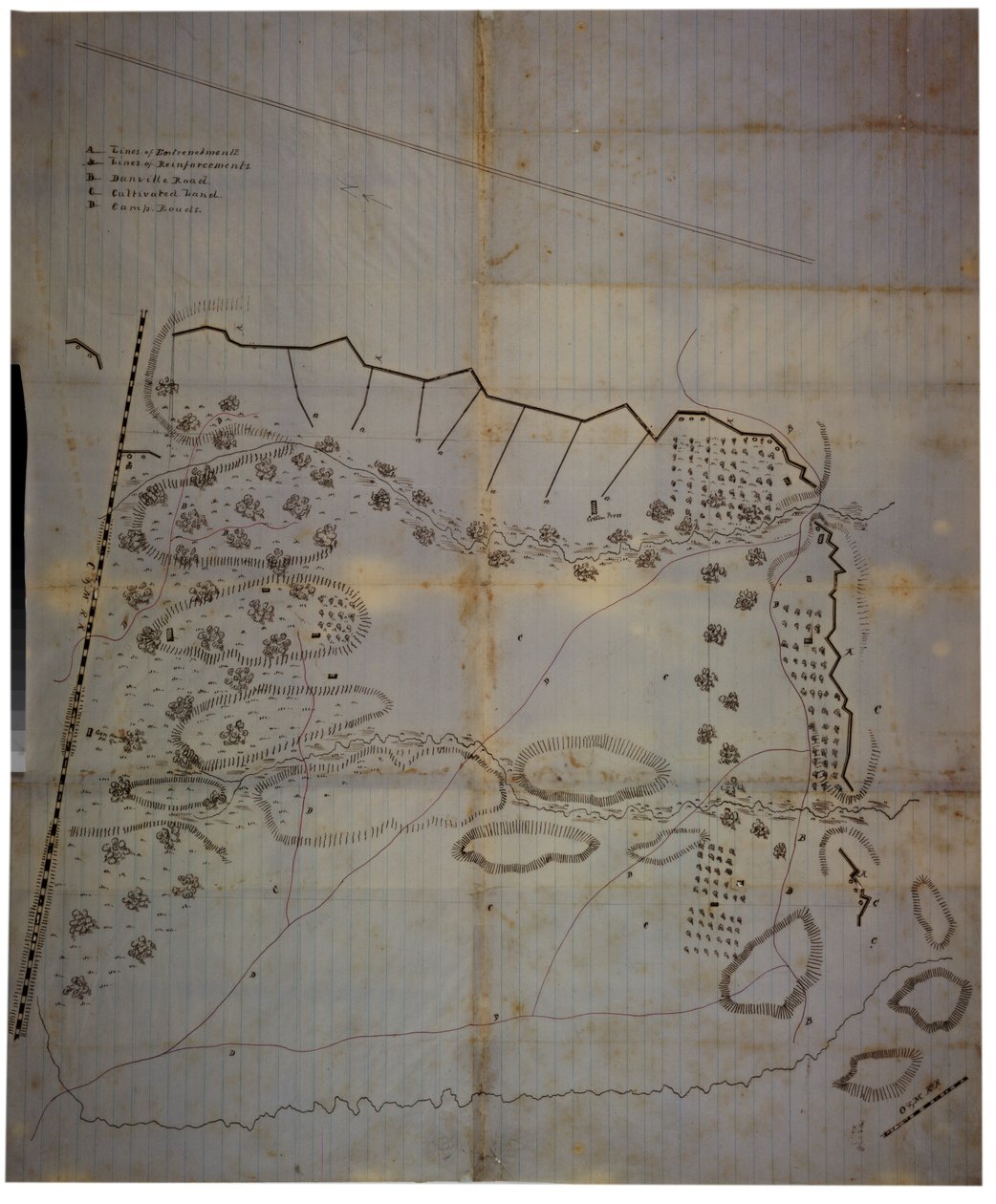 Confederate Civil War map of the Army of Mississippi camp at Corinth, Mississippi, May 1862 by American School