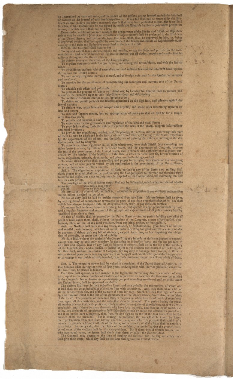Constitution, first printing, printed by Dunlap & Claypoole, 17-19 September 1787 by American School