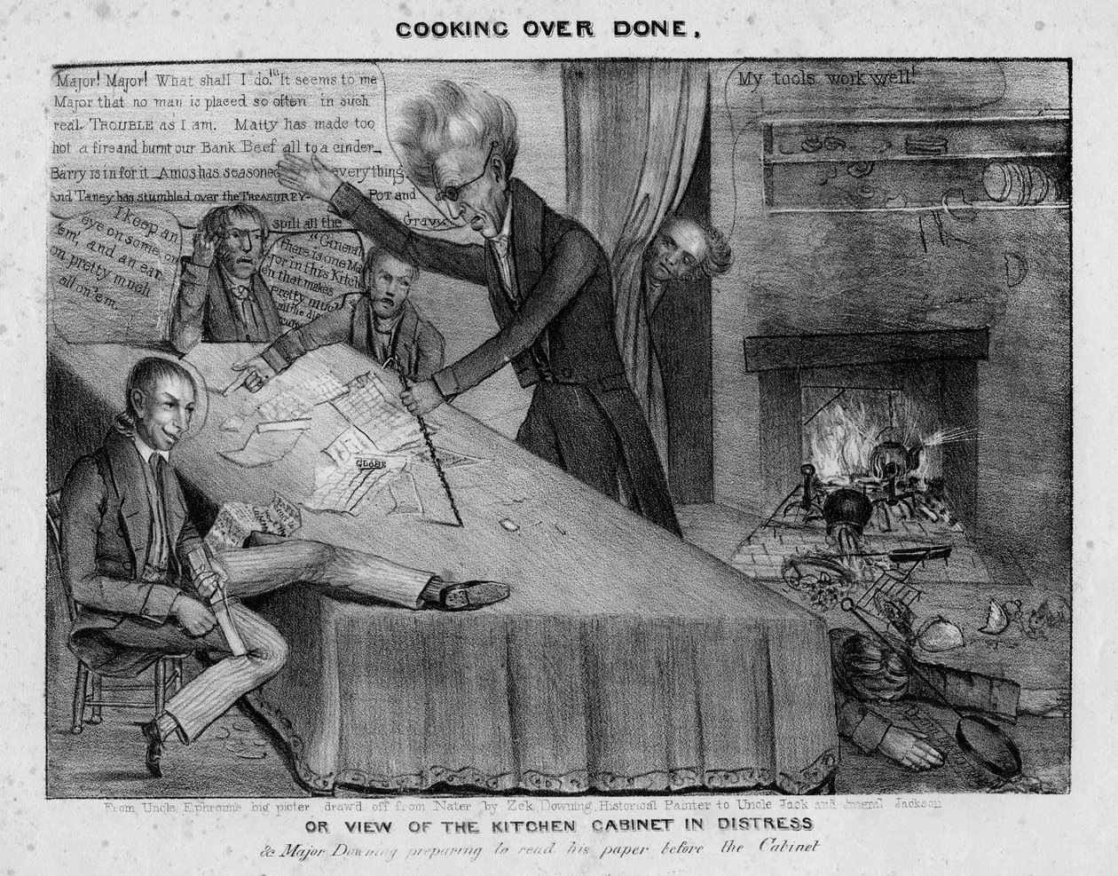 Cooking over done, or, View of the kitchen cabinet in distress by American School