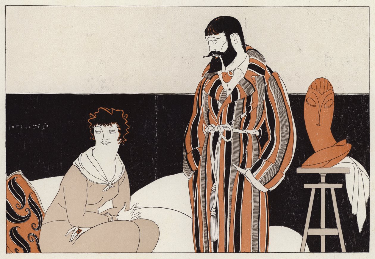 Couple Mocking the Coexistence of Matrimony and Art, a Scene from the Short Story, A Vassal To Art, by J A Waldron by American School