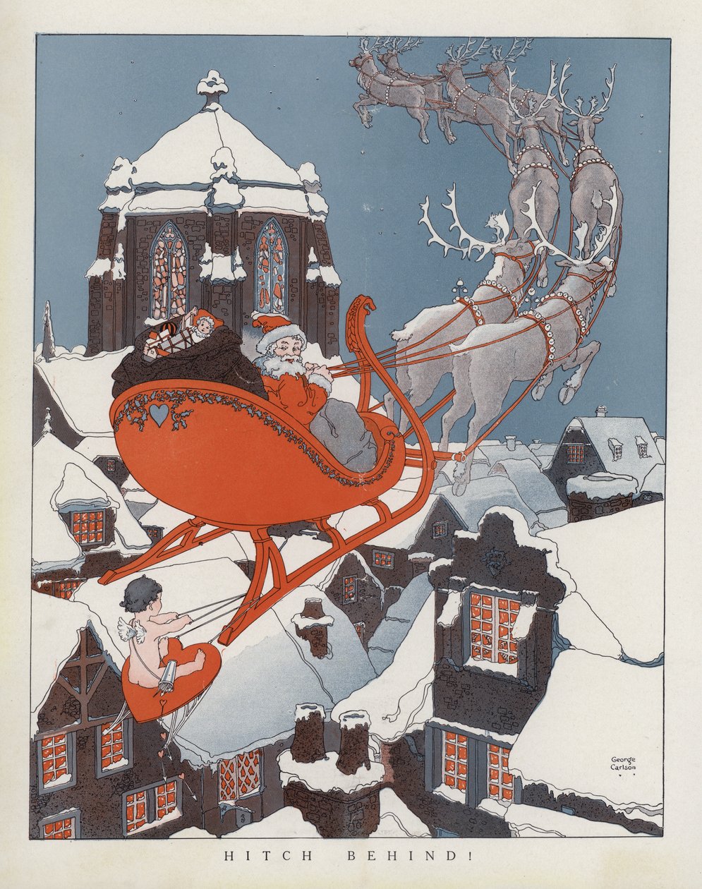 Cupid Hitching a Ride on Santa