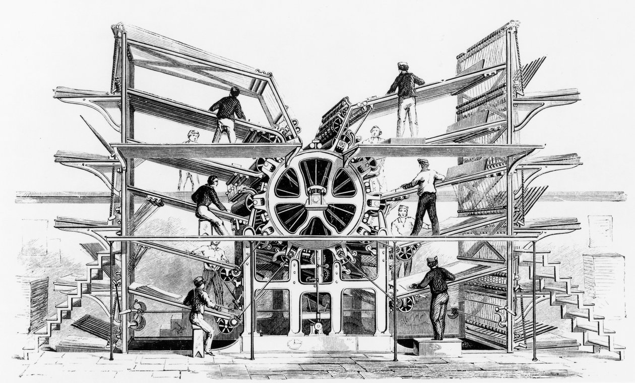 Cylinder printing press invented by Richard March Hoe, New York, 1846 by American School