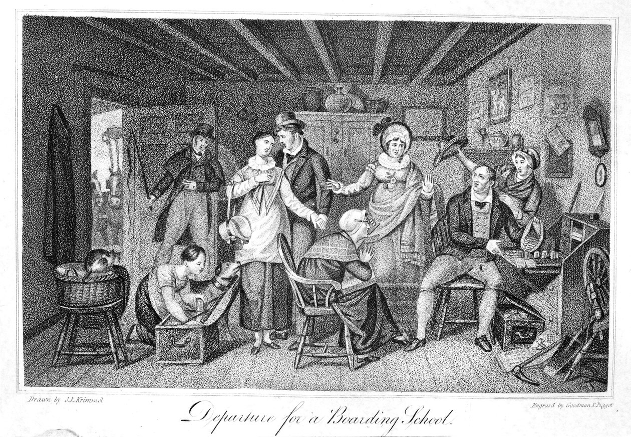 Departure for a Boarding School, from the Analectic Magazine, v.2., 1820 by American School