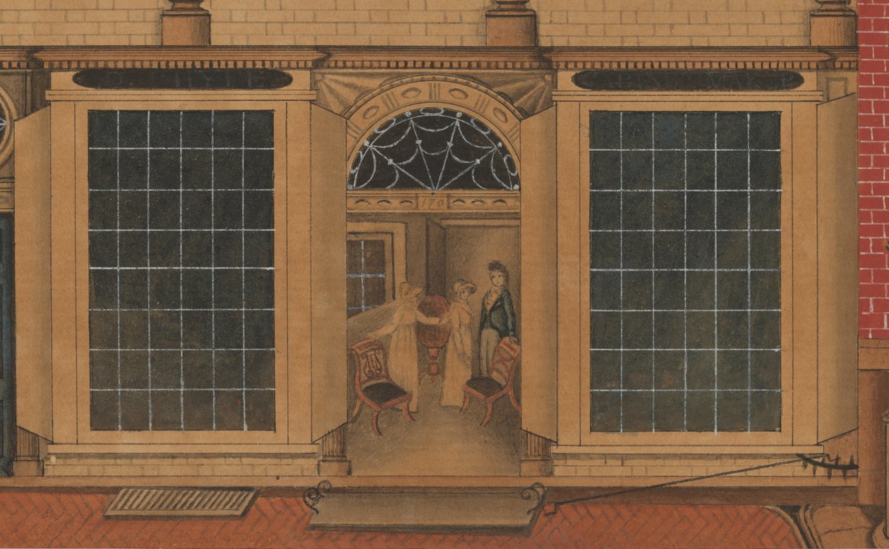 Detail of the Shop and Warehouse of Duncan Phyfe on Fulton Street in New York City, c.1816-1817 by American School