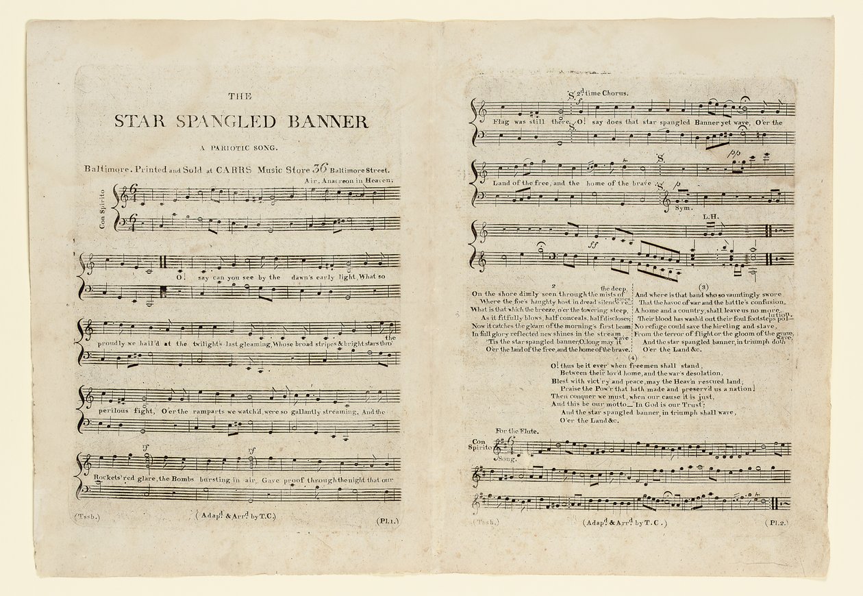 First edition of the sheet music for "The Star Spangled Banner" by American School