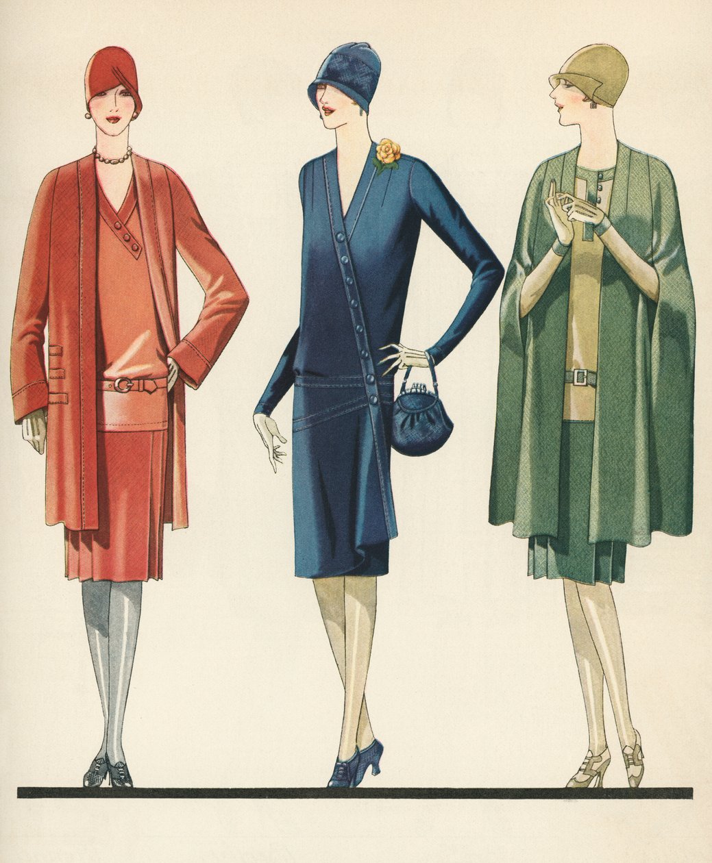 Flappers in Frocks and Coats by American School