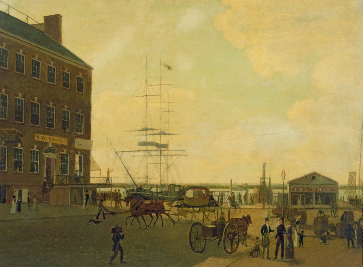 Foot of Cortlandt Street, New York City by American School