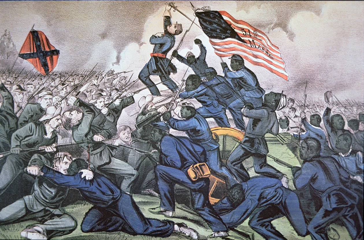 Fort Wagner Stormed by the 54th Massachusetts (Colored) Regiment by American School