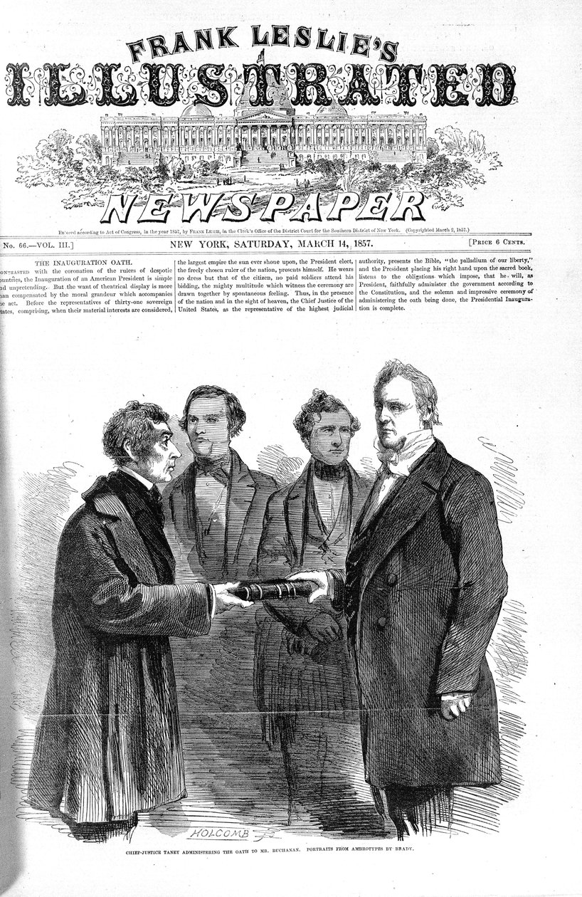 Front page to Frank Leslies Illustrated Newspaper 14th March, 1857 by American School