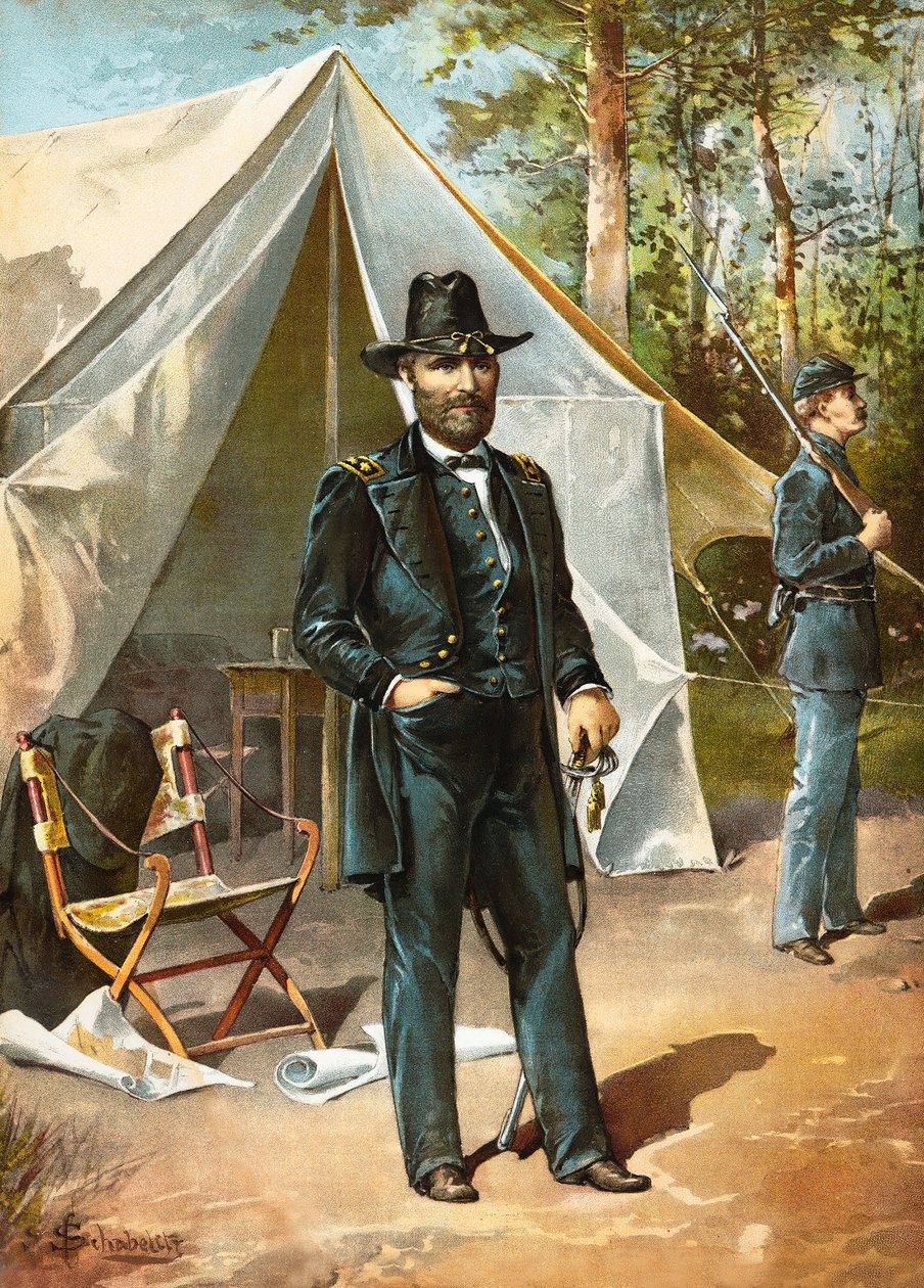 General Ulysses S. Grant Standing in Front of His Tent During the American Civil War, published 1892 by American School