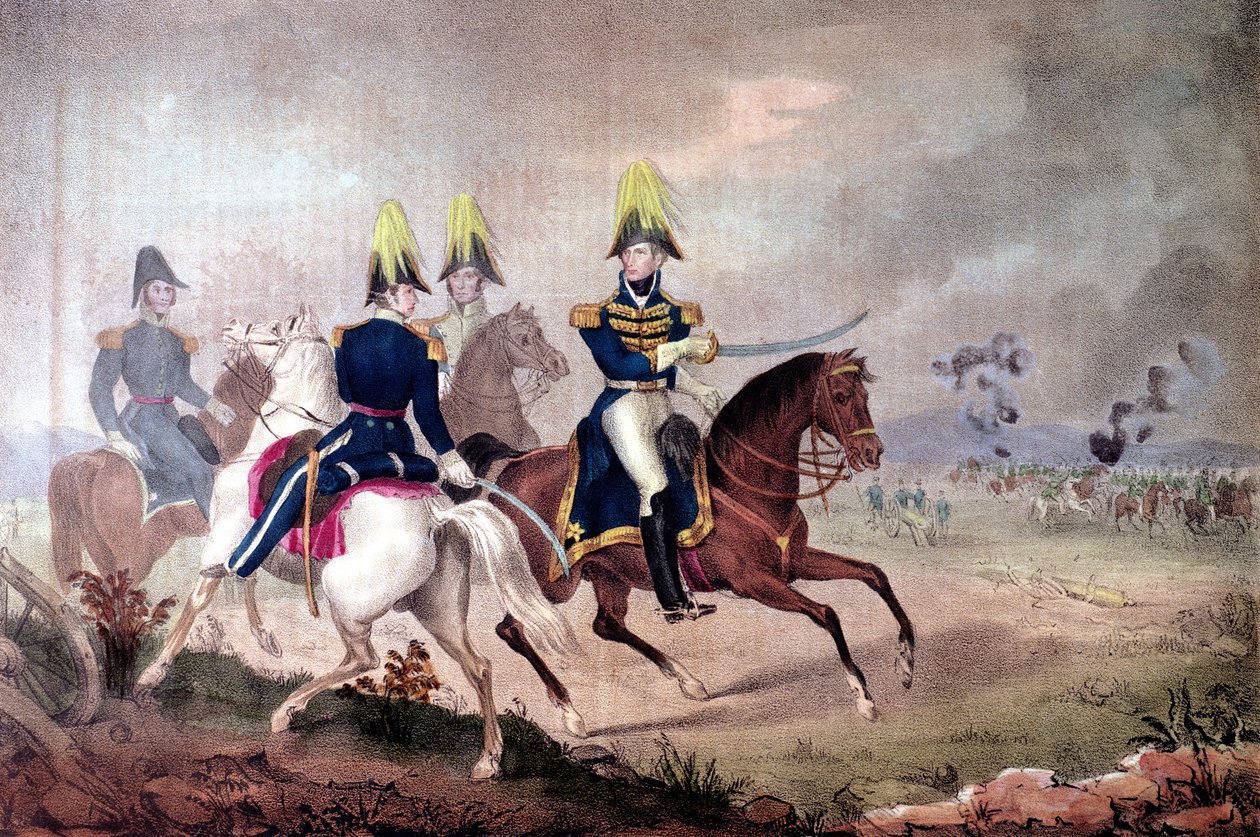 General William Henry Harrison & Staff at the Battle of the Thames in 1813 by American School