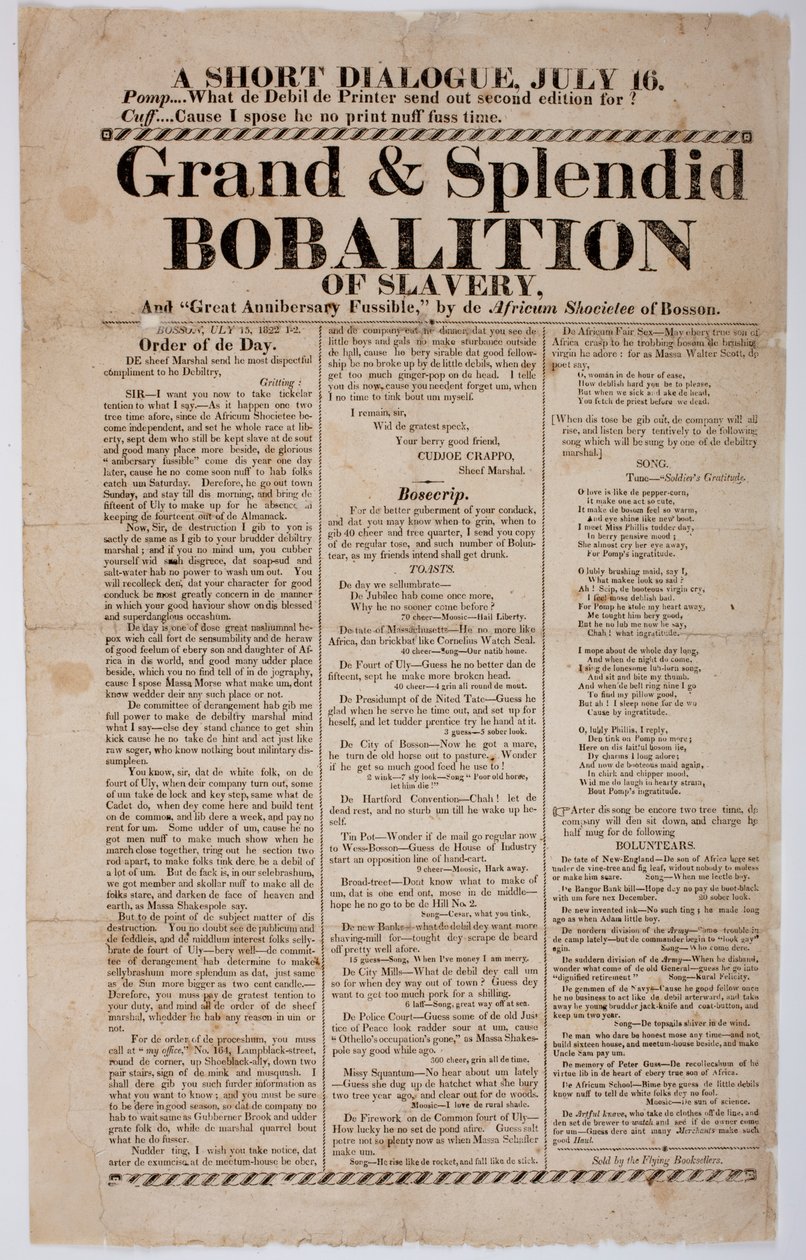 Grand and Splendid Bobalition of Slavery, 1822 by American School
