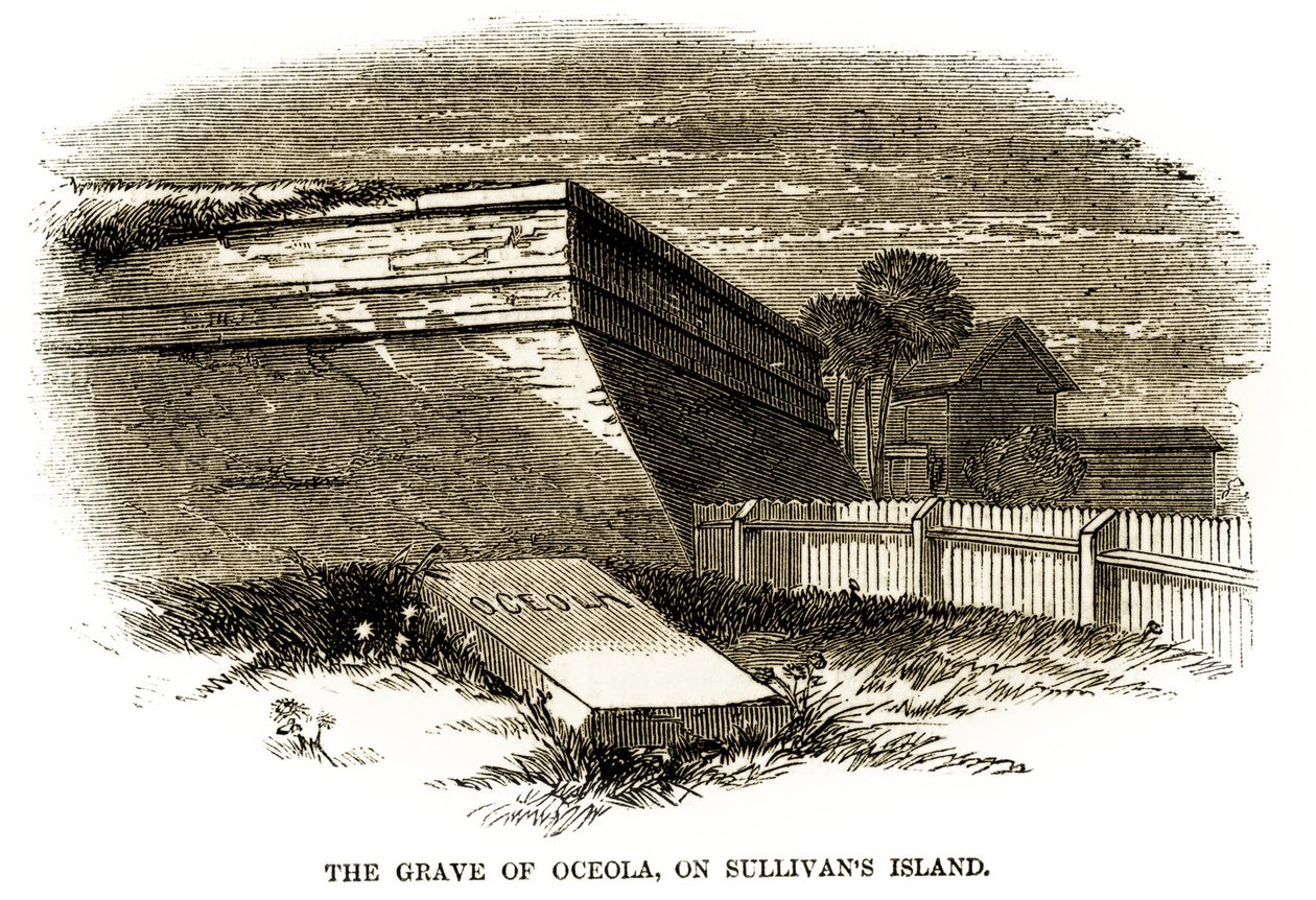 Grave of the Seminole chieftain Osceola, as it appeared beside the Northwestern Bastion of Fort Moultrie in 1860, just prior to the American Civil War by American School
