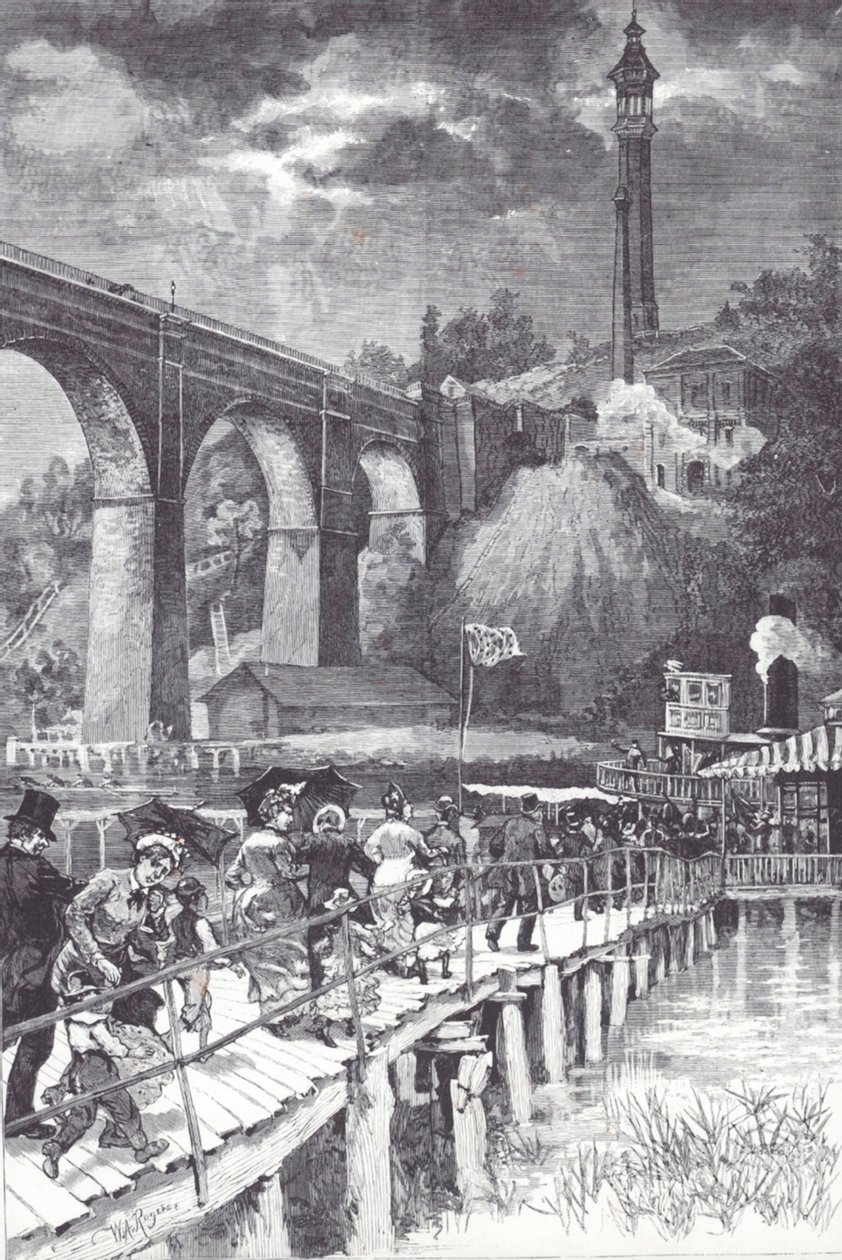 High Bridge across Harlem River, carrying fresh water from Westchester County to Central Park reservoir by American School