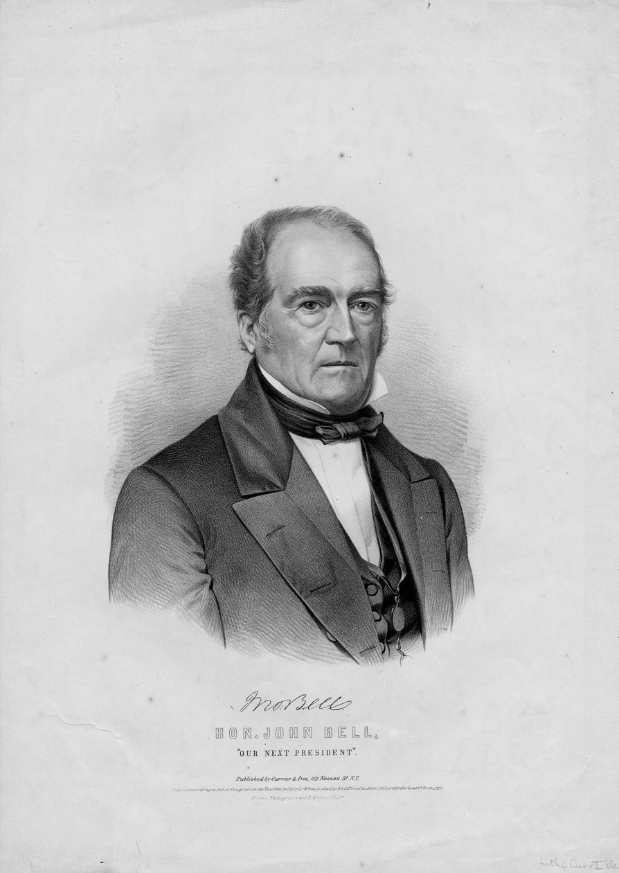Hon. John Bell, our next President, pub. by Currier & Ives after a photograph by James E. McClees, Phila., 1860 by American School