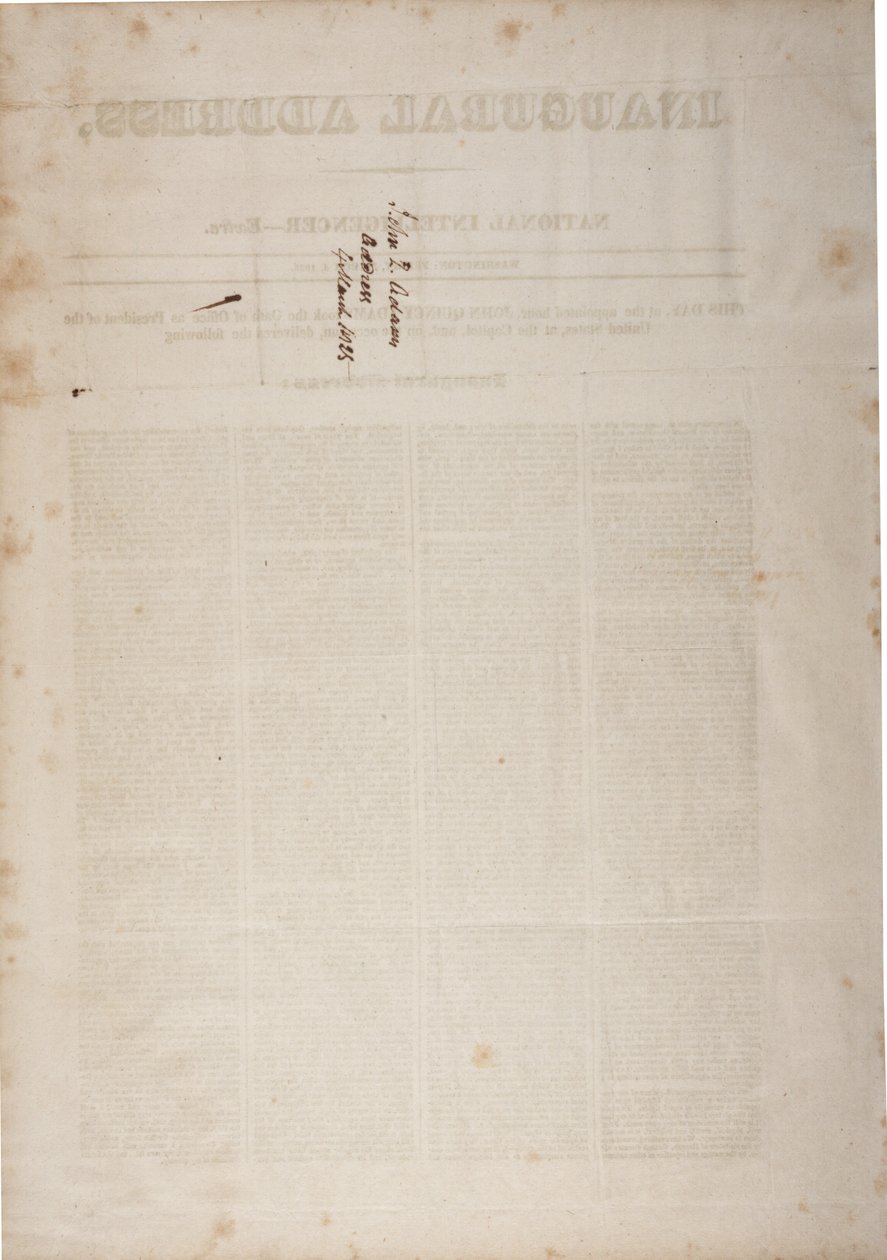Inaugural Address of John Quincy Adams, 4th March 1825 by American School