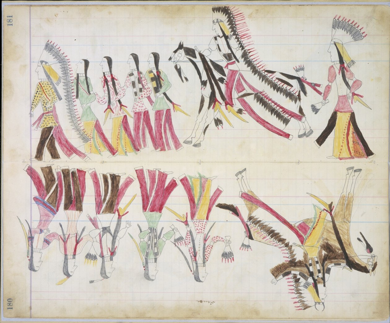 Indian Dance, Illustration from the Black Horse Ledger, 1877-79 by American School