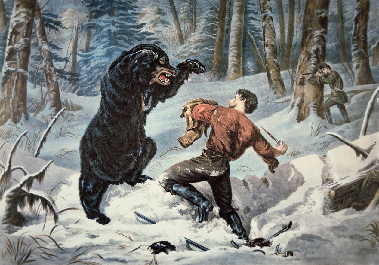 Jedediah Smith (1799-1831) being attacked by a Grizzly bear, c.1861 by American School