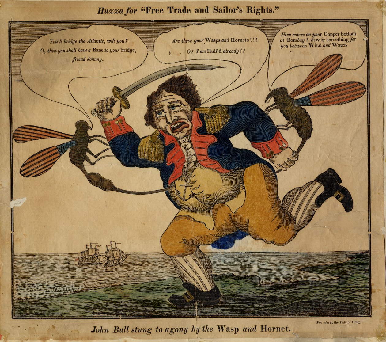 John Bull stung to agony by the Wasp and Hornet by American School
