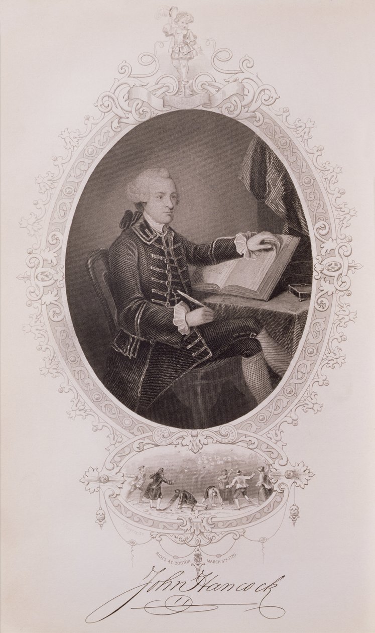 John Hancock (1737-93) from The History of the United States, Vol. I, by Charles Mackay, engraved by J. Rogers by American School