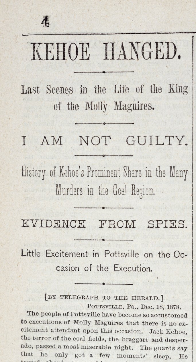 Kehoe Hanged, from the New York Herald, 19th December, 1878 by American School