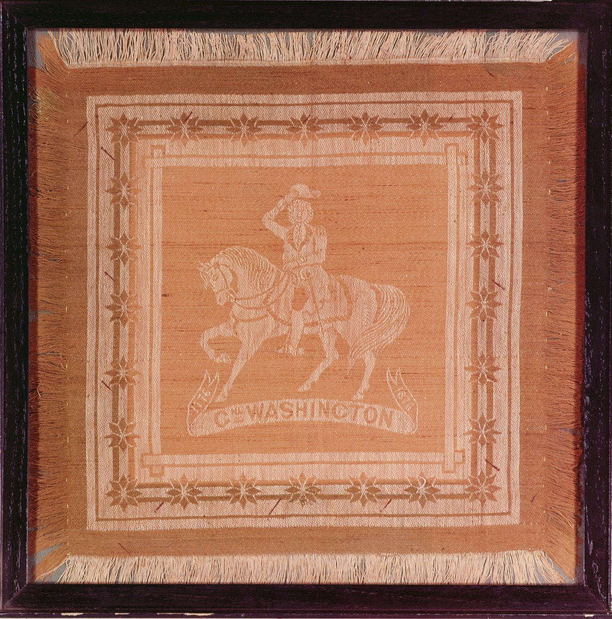 Kerchief depicting George Washington on horseback by American School