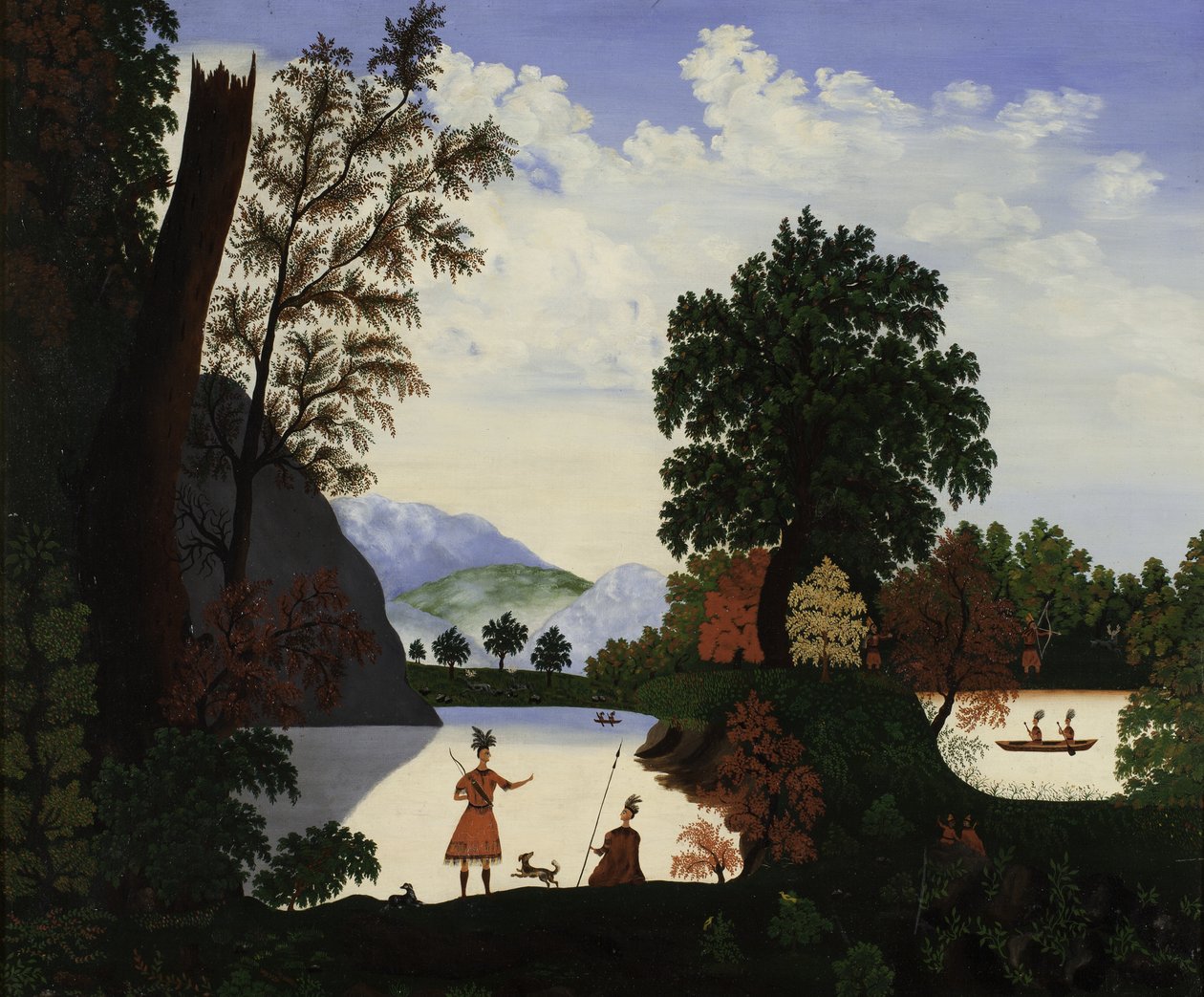 Landscape with Indians by American School