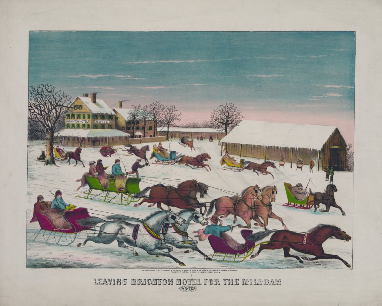 Leaving Brighton Hotel for the Mill-Dam, Winter, c.1871 by American School