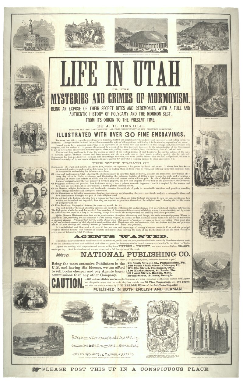 Life in Utah or the Mysteries and Crimes of Mormonism; Being an Expose of Their Secret Rites and Ceremonies, c.1870 by American School