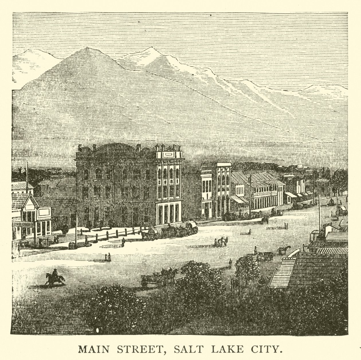 Main Street, Salt Lake City (engraving) by American School