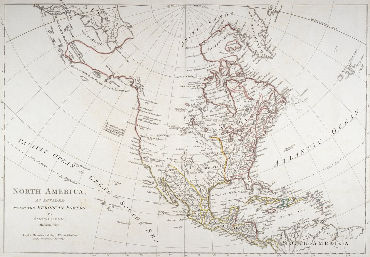 Map depicting North America as Divided by the European Powers, 1774 by American School