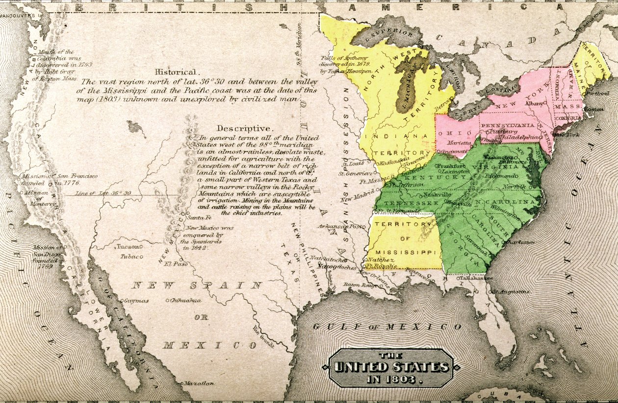 Map of the United States in 1803, from Our Whole Country: The Past and Present of the United States, Historical and Descriptive, by John Warner Barber and Henry Hare, 1861 by American School