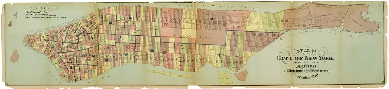 Map of the city of New York, showing its political divisions and subdivisions by American School