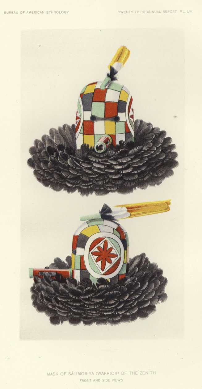 Mask of Salimobiya (warrior) of the Zenith - Front and Side Views by American School