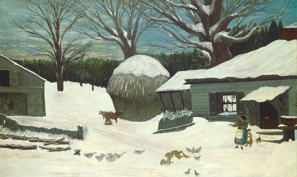 New England Farm in Winter, c.1850 by American School