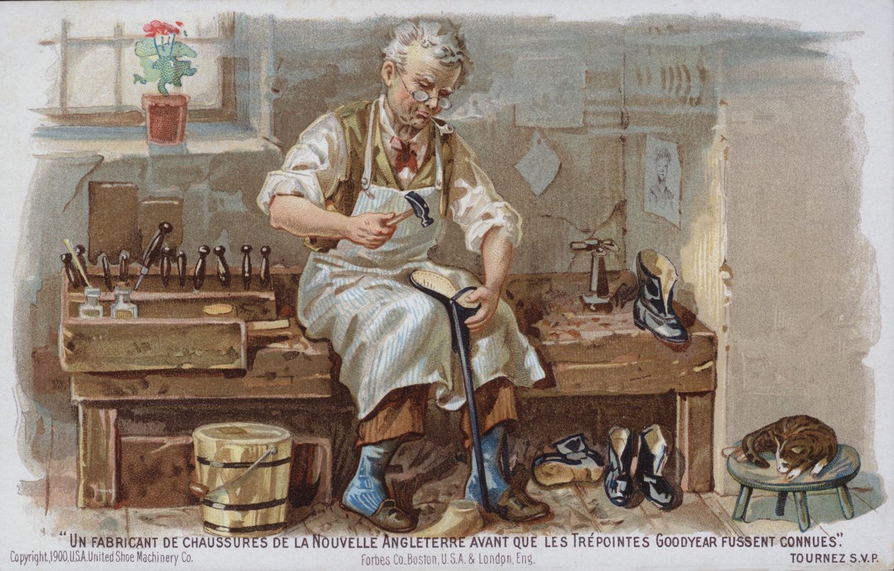 New England Shoemaker from the Time Before the Goodyear Welt by American School