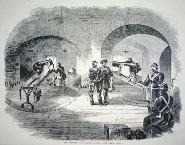 One of the ten flank casemate Batteries at Fort Dickens, Florida, under Union control in 1861 by American School