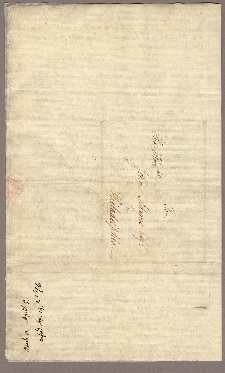Page 4, Letter from Abigail Adams to John Adams, 31 March - 5 April 1776 by American School