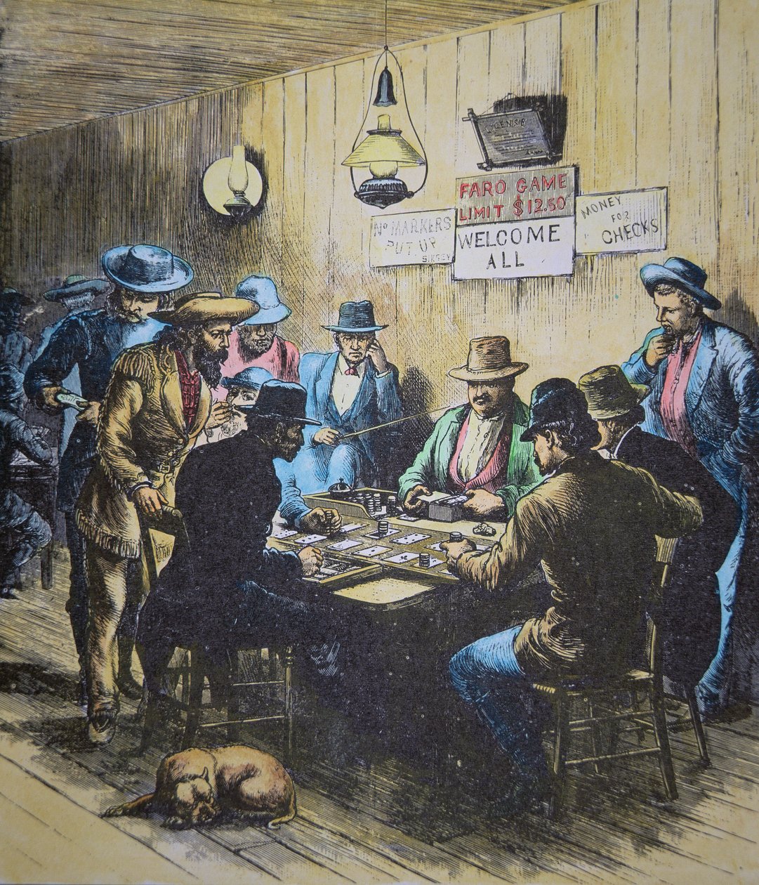 Playing Faro in a saloon in Cheyenne, Wyoming, c.1870 by American School